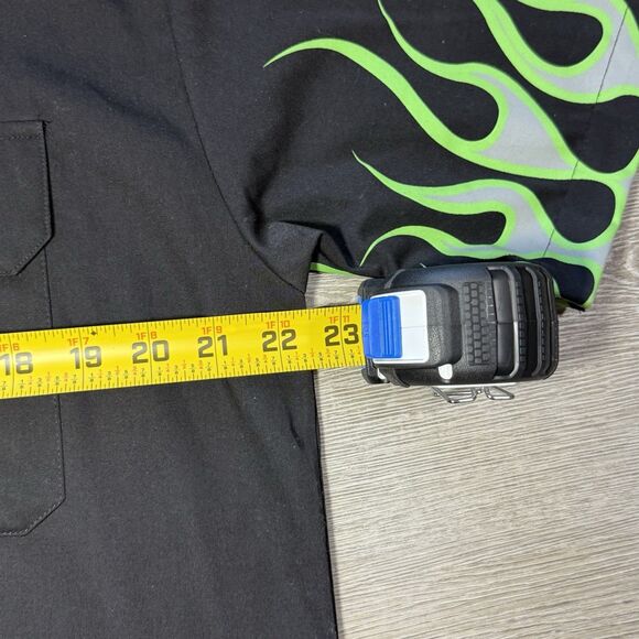 Y2K Dragonfly Button Down Shirt Size XL "RIDE HARD RIDE FREE" Skull Flames - Picture 4 of 10